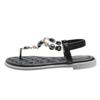 Fashion rhinestone chains thong sandals women soft bottom elastic band transparent sandalias mujer 34-43 big size crystal summer shoes