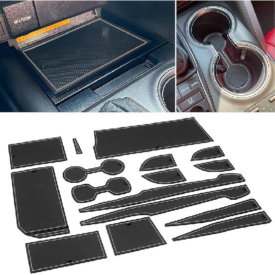 For Toyota Camry Accessories 2018      2024  Cup Holder Ert, Center Console Liner Organizer Door Pocket Mats (White Trim) - 16 Pcs Set