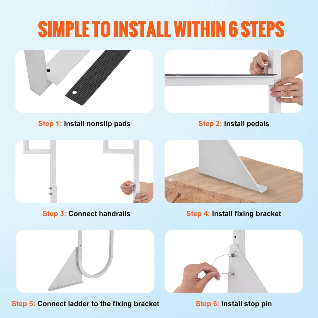 SucceBuy 3/4/5 Steps Flip Up Dock Ladders Firmness Durability Boat Boarding Ladder with Rubber Mat for Pool Marine Kayak Canoe