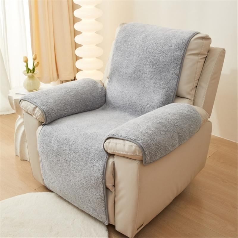 Armrest Cover Lambswool Recliner Slipcover Soft and Durability Chair Protector for Living Room or Bedroom