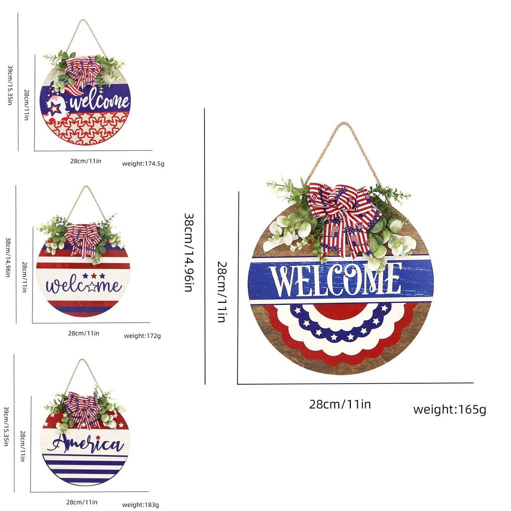 New American Independence Day Wooden Sign Home Decor With Light Star Design