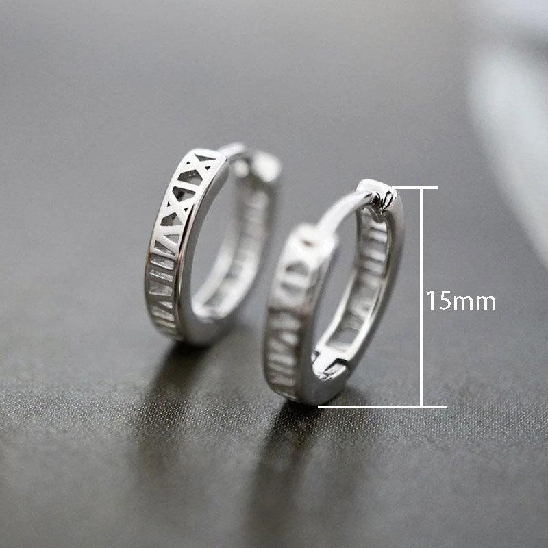 Creative Hollow Roman Numerals Earrings, Simple And Versatile Commuter Earrings, Temperament Circle Ear Buckles For Women