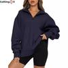 Autumn and Winter Women's Casual Fashion Half Zipper Pullover Sweatshirt