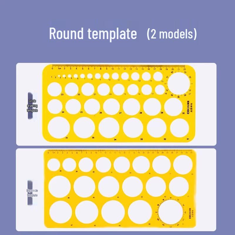 Circle Template Drafting Design Ruler with Polygon, Triangle, and Ellipse Shapes for Students