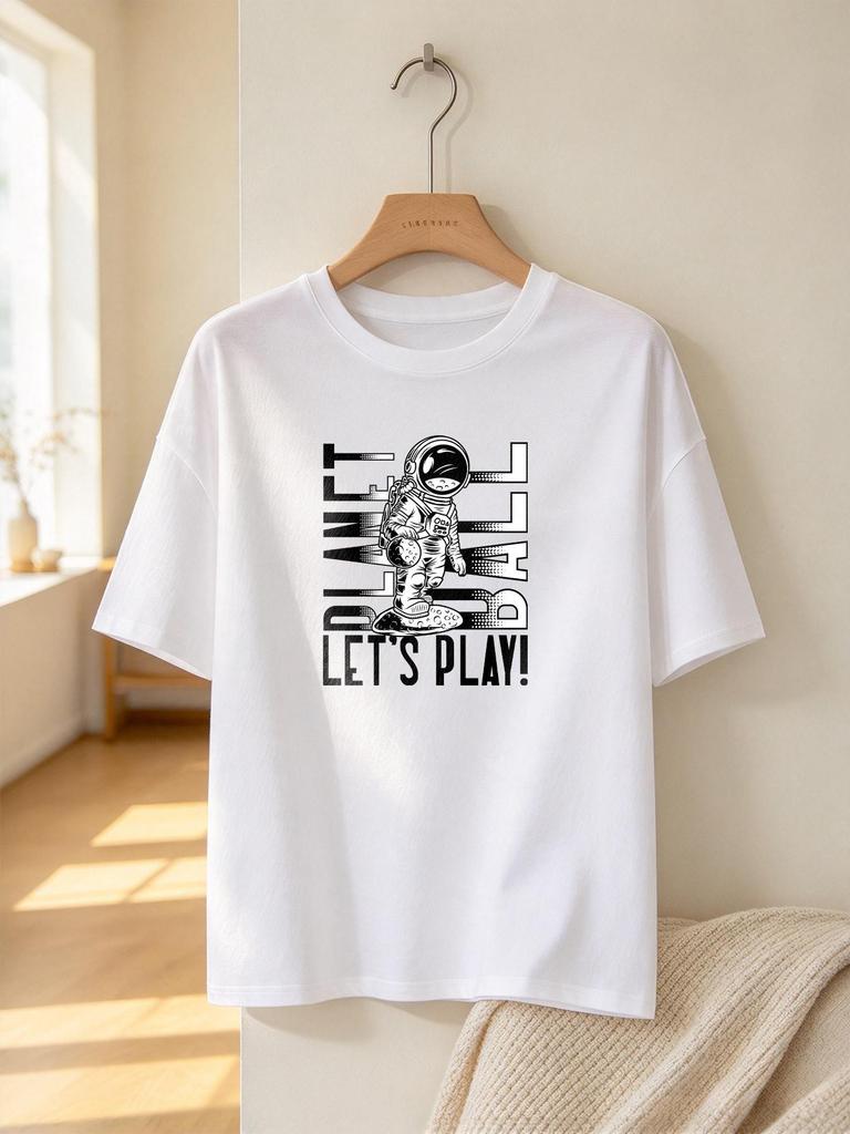 Unisex T-shirt Space Astronaut Print Loose Casual Daily Soft Fashion Top