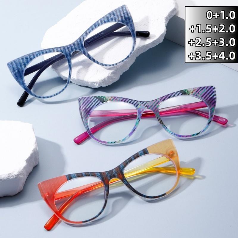 Elegant Versatile High-Definition Anti-Blue Light Cat Eye Reading Glasses Color Splicing Lady And Gentleman Eyeglasses 0 To +4.0