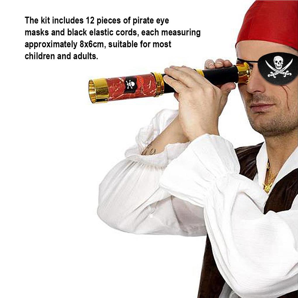 1 Set Pirate Eye Patch Felt One Eye Skeleton Elements Costume Matching Supply Blinder Blindfold Toy for Household Kindergarten