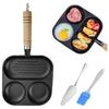 Cast Iron 3-Cup Eggg Frying Pan with Heat-Resistant Handle Egg Pan Nonstick Compatible with Gas Stove & Induction Cookware