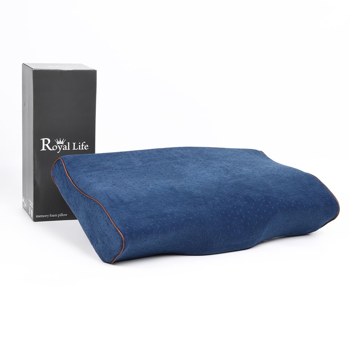 

RoyalLife Memory Foam Pillow, Sleep-Friendly Gift (Navy, FleeceMemory Foam)