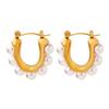 Elegant U-Shaped Ear Cuffs: Versatile Titanium Steel Earrings with Gold Plating and Faux Pearls