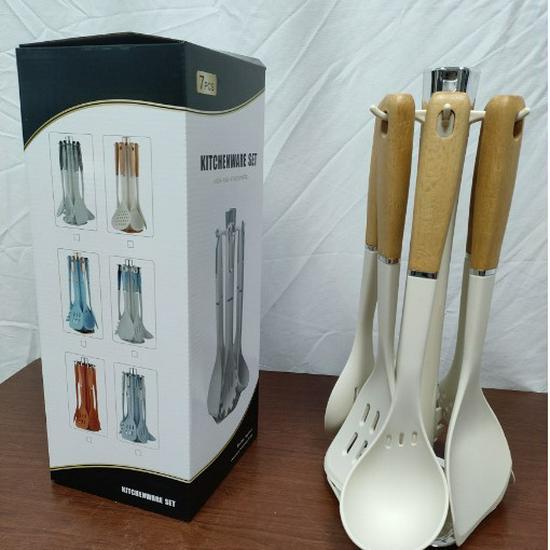 Non-Stick Silicone Kitchenware Set: Soup Ladle, Spatula, and Stir-Fry Shovel - Heat Resistant and Food-Grade Materials.