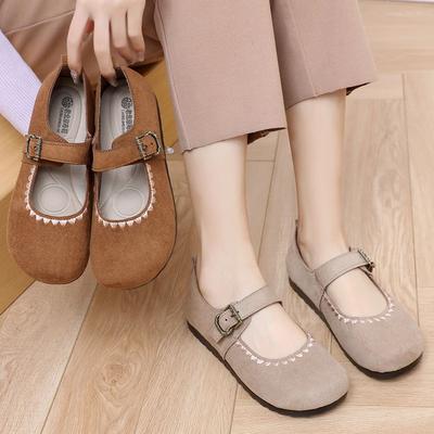 Women Flats  Spring New Fashion Round Toe Buckle Strap Shallow Flat Mary Jane Shoes Comfort Soft Sole Lightweight Loafers