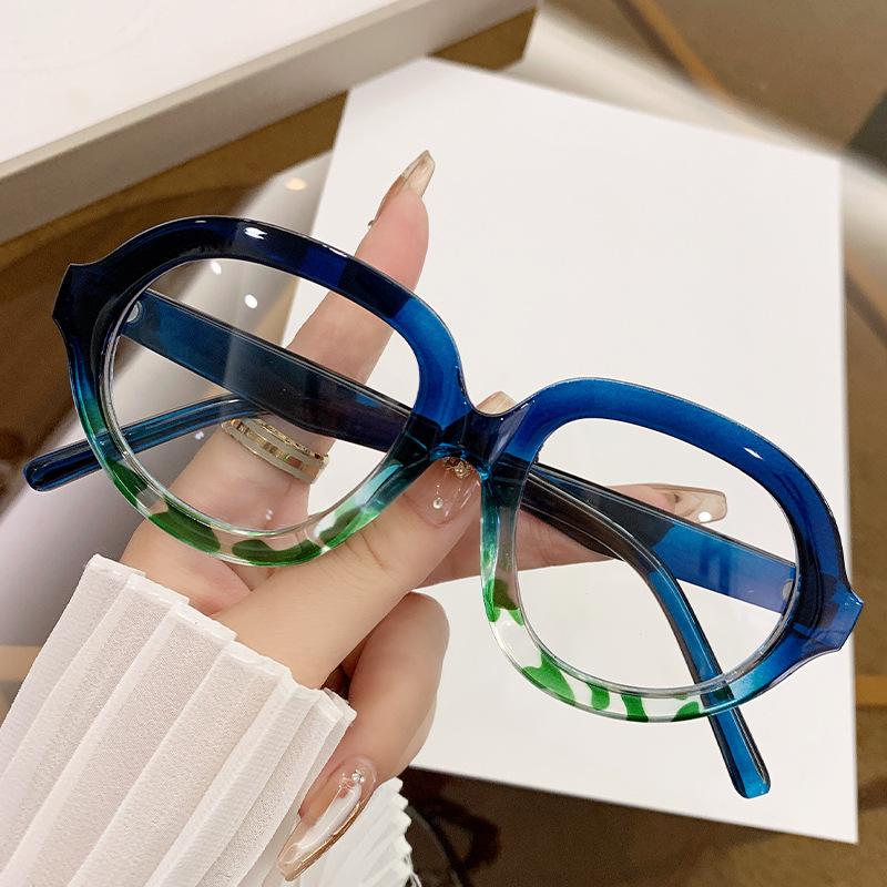 

Large Frame Oval Anti Blue Light Glasses Metal Hinge Eyes Legs Stronger Decorative Glasses Personalized/High End Style синій