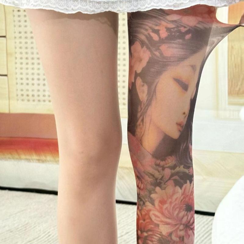 Flower leg leggings, women's thin design, anti hook silk, niche creative, bare leg artifact, sexy spicy girl pantyhose