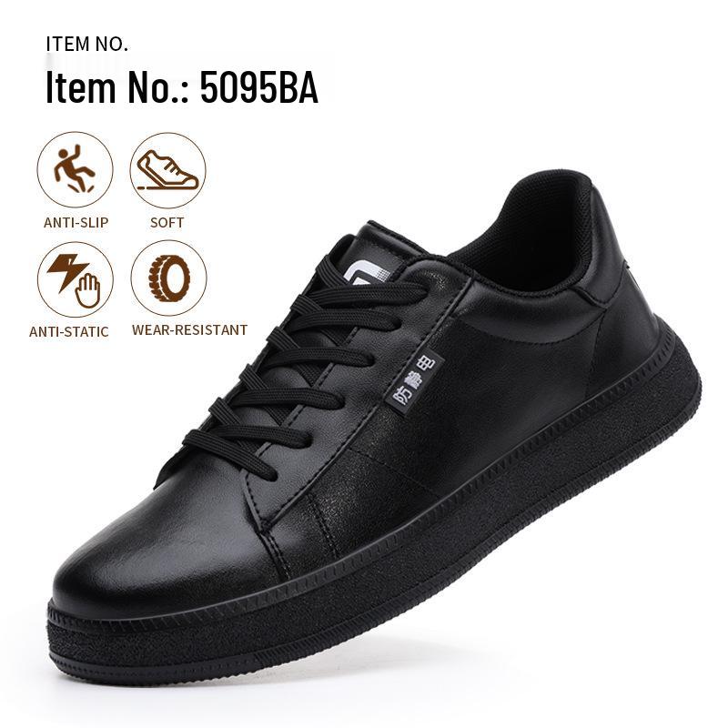 Summer Anti-static Safety Shoes: Comfortable, Anti-smash, Anti-puncture, Steel Toe Cap, Non-slip, Waterproof, Cowhide Work Shoes.