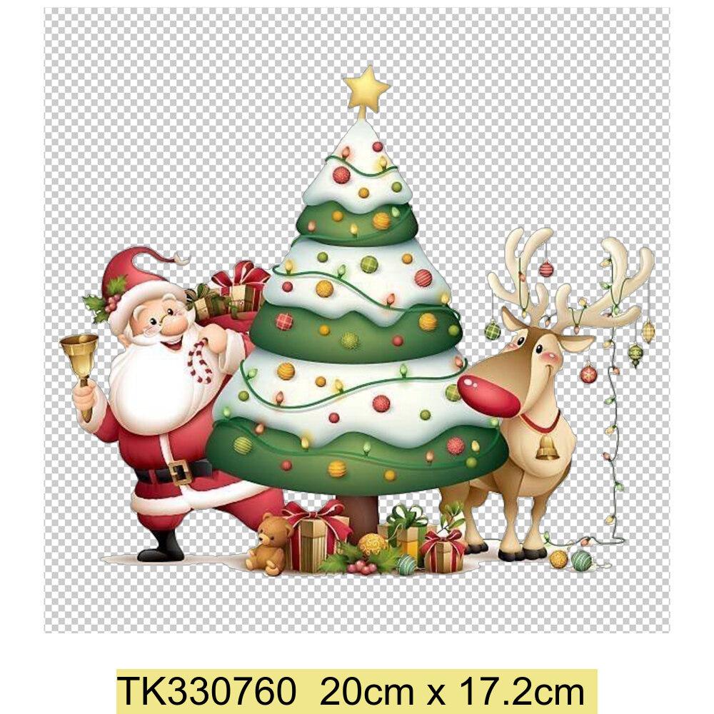 Iron On Christmas Snowmen Santa Claus Christmas Trees  Patch DIY Heat Transfer Tops Appliqued Vinyl Iron On Clothes Stickers
