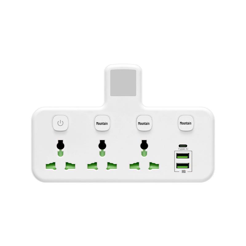 Internationaler Steckerleiste mit UK-, EU-, Thai-, Australischen Steckern & Typ-C-Ladefunktion