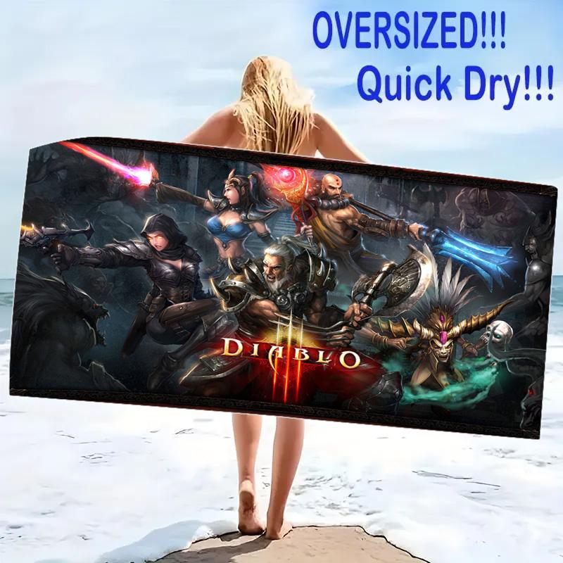 Diablo Print Beach Towel, Large Soft Quick Dry Towel for Beach Camping Swimming