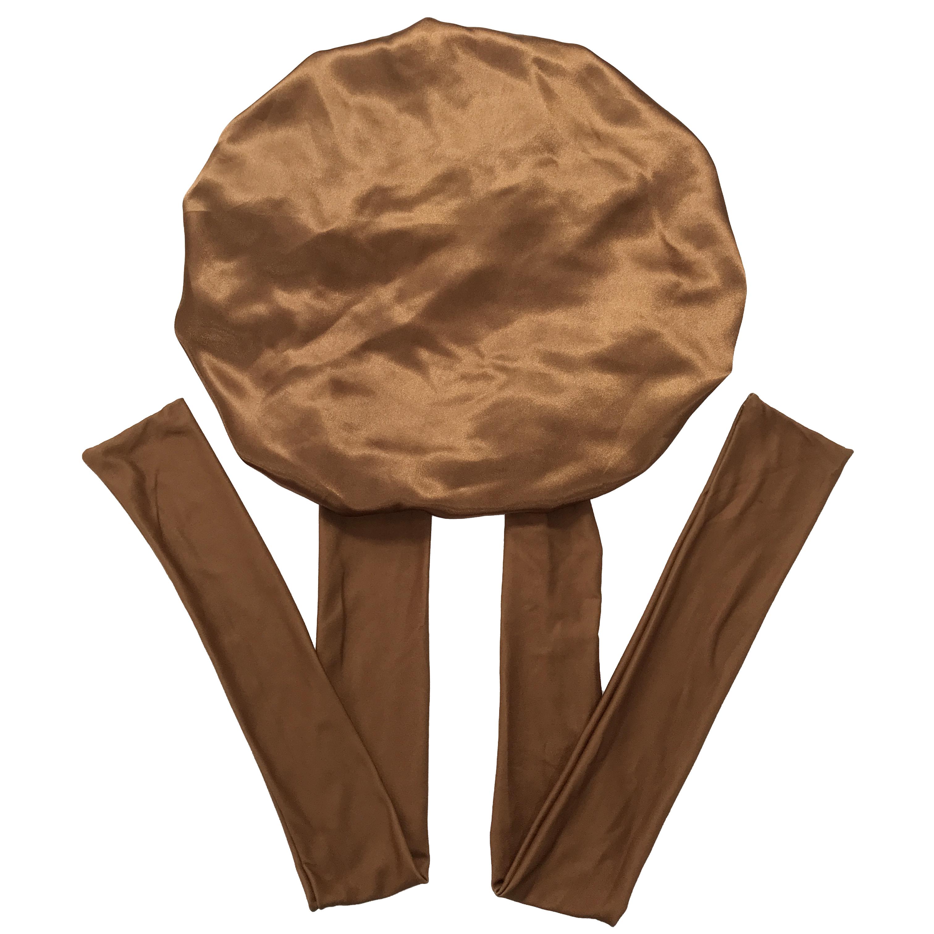 New Arrivals Custom Logo Elastic Long Ties Single Layer Bonnets and Satin Wraps коричневый