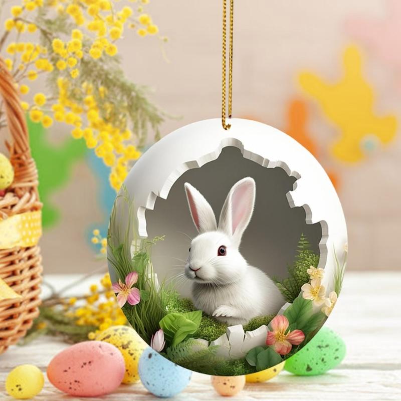 Easters Rabbit Decors Colorful Handmade Easters Ornament Acrylic Texture Suitable for Storefronts and Party Enthusiasts