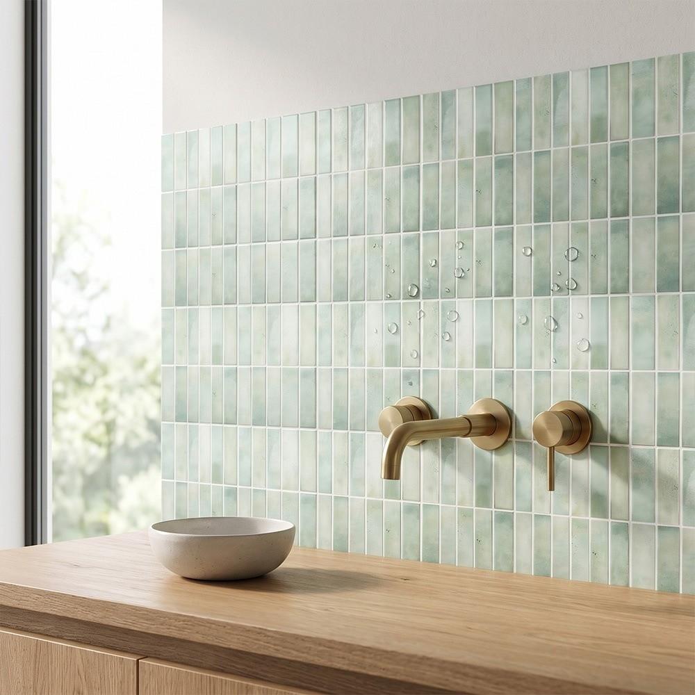 2PCS Vintage PVC Self Adhesive Tile Sticker Oil Proof Brick Print Wall Decal  For Bathroom