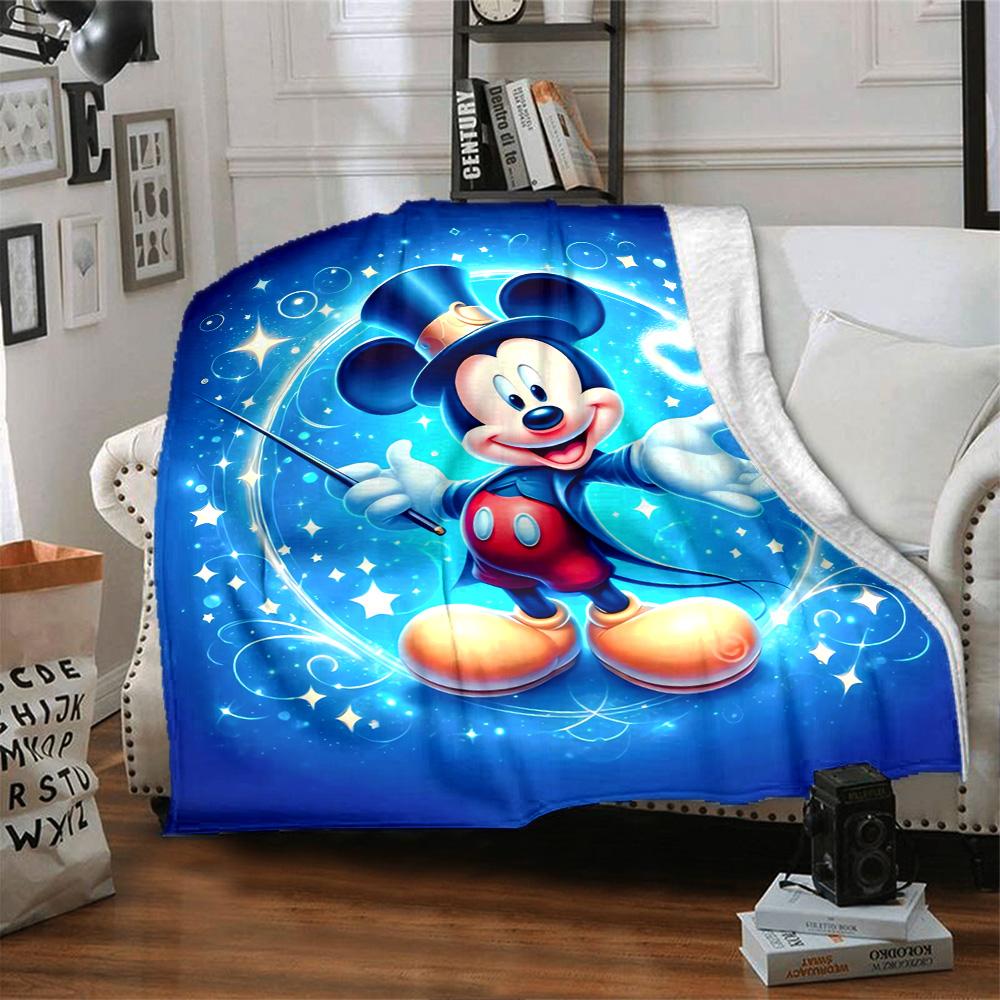 Mickey Mouse Magic Moment Flannel Blanket Super Soft Warm Cozy Blanket For Sofa Bed Office Travel Allseason Home Decor Gift