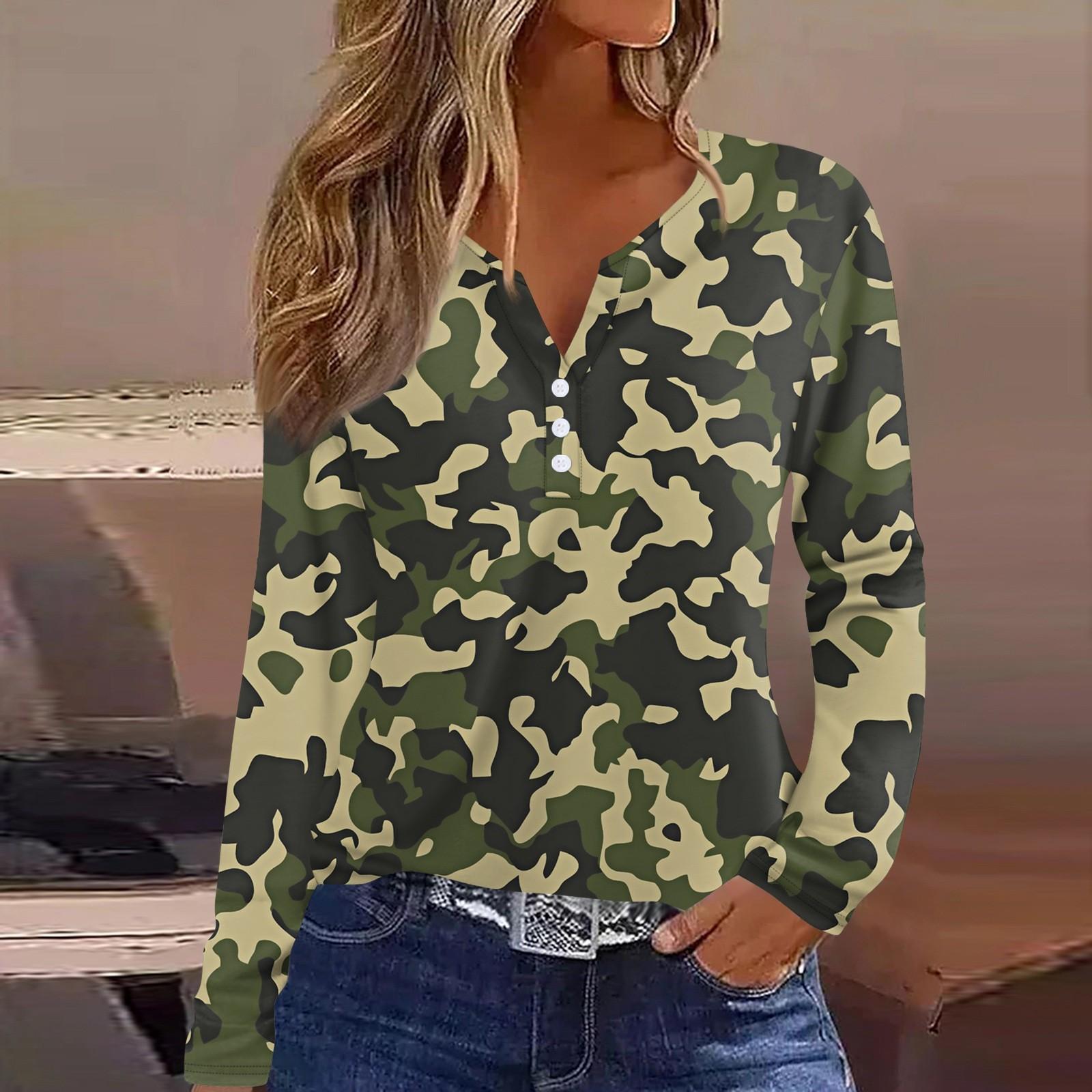 

Жен. Футболка Футболка на пуговицах с длинным рукавом Повседневные Выходные Мода Классический Топ с v-образным вырезом Обычный L зелёный