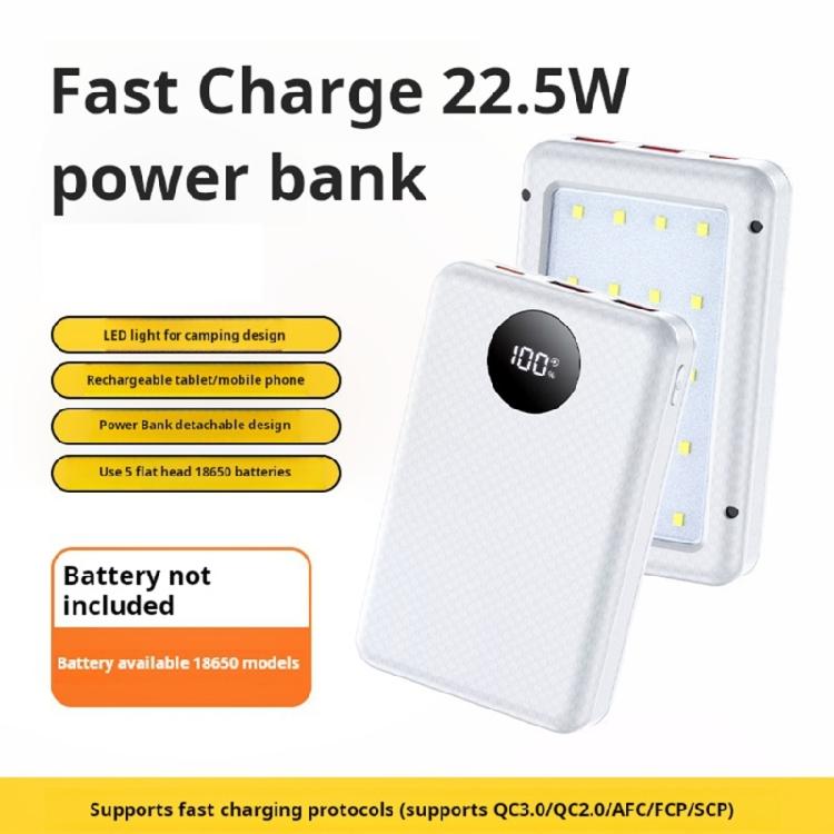 Standard 18650 Mobile Power DIY Housing Case 22.5W/10W Fast Charging Built In LED Lamp For Emergency Lighting