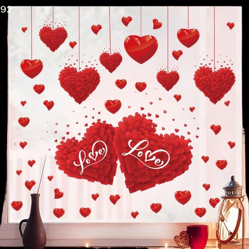 Herzförmige Wand-Fensteraufkleber Valentinstag Festliche Party-Atmosphäre Dekorationen Für Zuhause Party Geschäft Restaurant