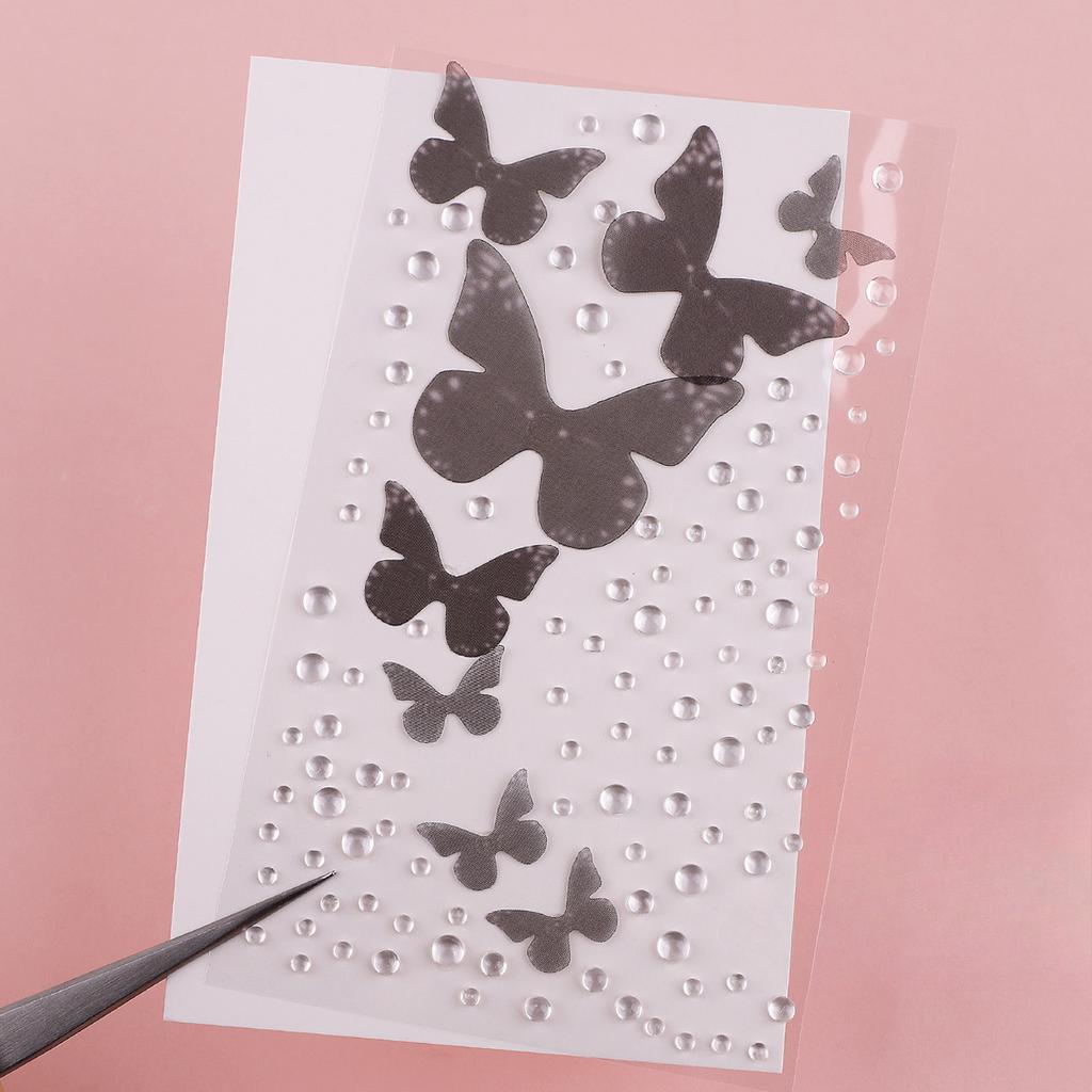 Neue Strass-Schmetterlings-Gesichtsaufkleber mit Perlen, temporäre Tattoo-Aufkleber, langlebig, wasserdicht, Glitzer-Lidschatten, Körper für Festival-Make-up