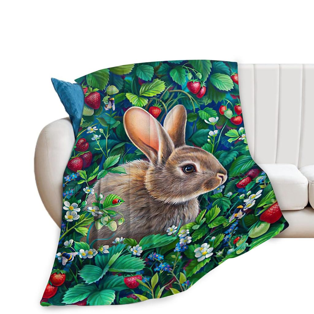 Pink cartoon rabbit Printed Blanket for Sofa Bed Travel Camping Living Room Office Conditioning Blanket for All Seasons Gifts