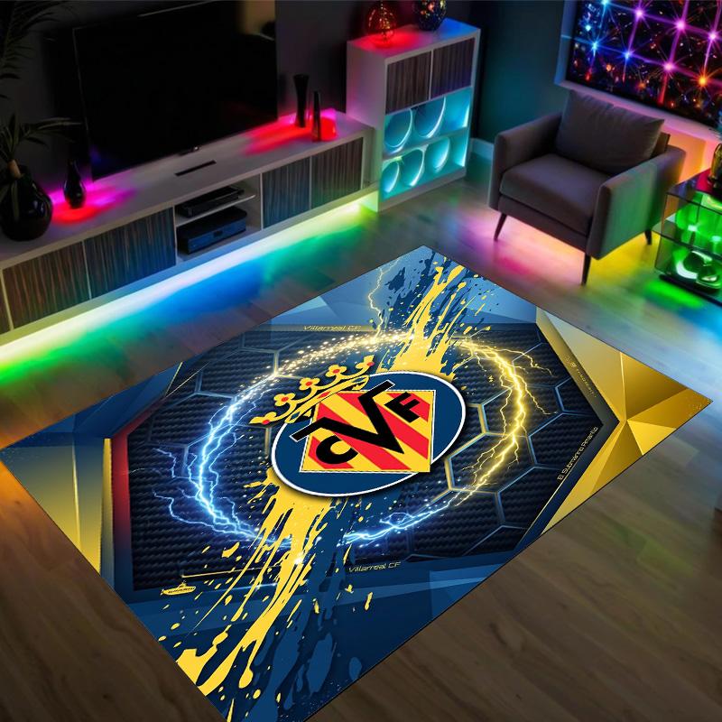 Villarreal FC Design Crystal Velvet Carpet Cozy Non?Slip Printed Rug For Bedroom Living Room Entrance