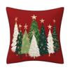 Festival Polyester Cushion Cover With Christmas Tree Designs Soft Sturdy Pillowcase For Home Decoration
