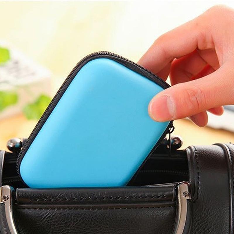 Hard Eva Shockproof Earphone Storage Case Inner Mesh Pocket For Earbuds Cables Coins Travel Commute