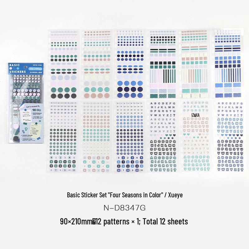 Four Seasons Korean Style Artistic Dot Marker Stickers Set for Journals
