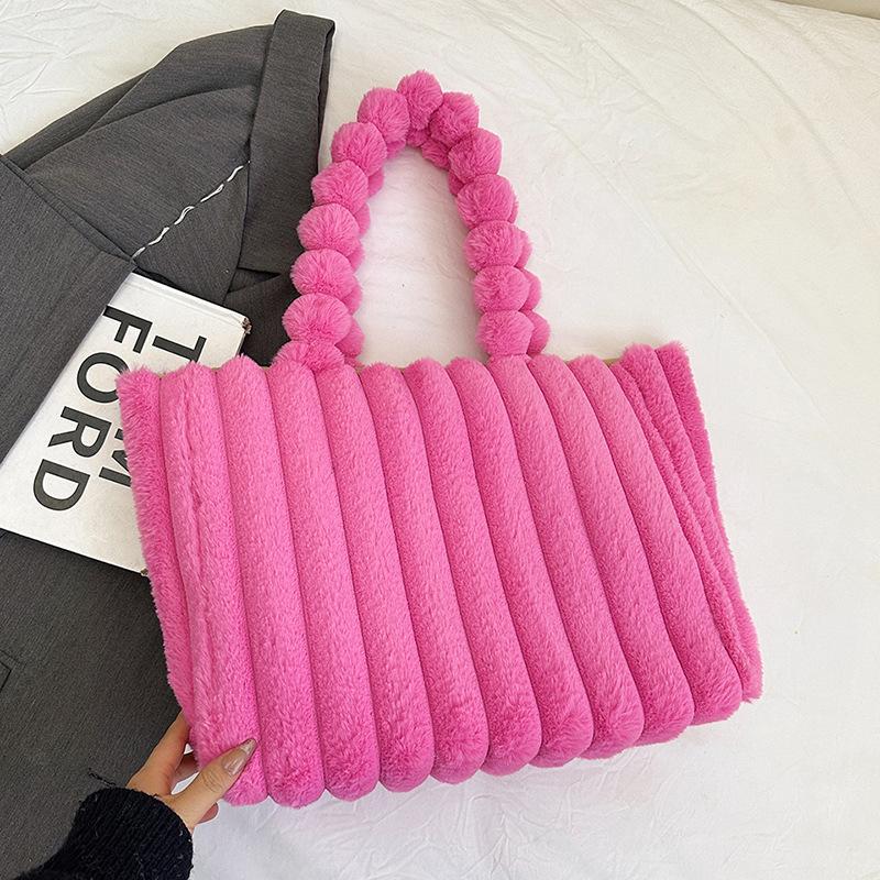 Plush Bag, Simple Commuting Shoulder Bag, New Casual Portable Tote Bag, Commuting To Work, Fashionable and Textured Women's Bag