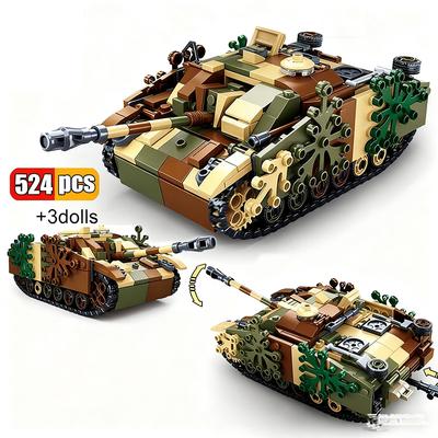 524 Teile WW2 0858 Gepanzerter Kampfpanzer Modell Bausteine Militär Armee Serie UK US Stil Kinderspielzeug Bausteine Geburtstagsgeschenk
