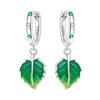 Orstarry 925 Silver Green Leaf Drop Earrings Handmade Jewelry Trendy Gifts for Women Party Anniversary