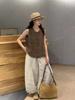 Johnature Retro Artistic Sleeveless Shirt For Women Summer Loose Casual Versatile Tops For Women