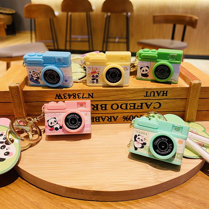 Camera Playful Panda Keychain With Lightup Sound Adorable Cartoon Style Gift