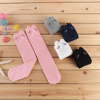 Frühlings- & Herbst 3D Katzen Mädchen Mittelwaden- & Überknie Gestreifte Baumwollsocken
