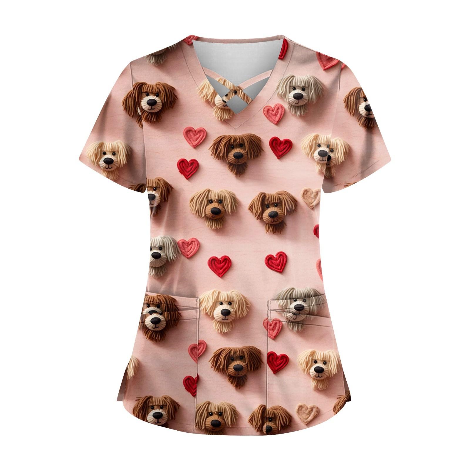 

Женский свободный топ с принтом ко Дню святого Валентина, короткий рукав, футболка, пуловер S бежевый