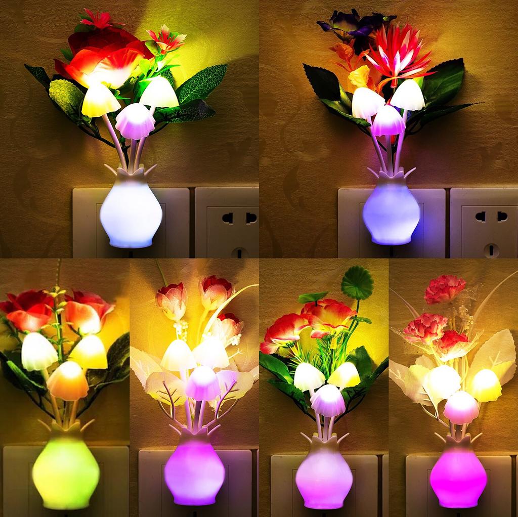 Wall Lamp Mushroom 7 Color Night Light US Plug Night Lights Mushroom Lamp Luminous Led Night Lights Induction Home  Jewelry Accessory