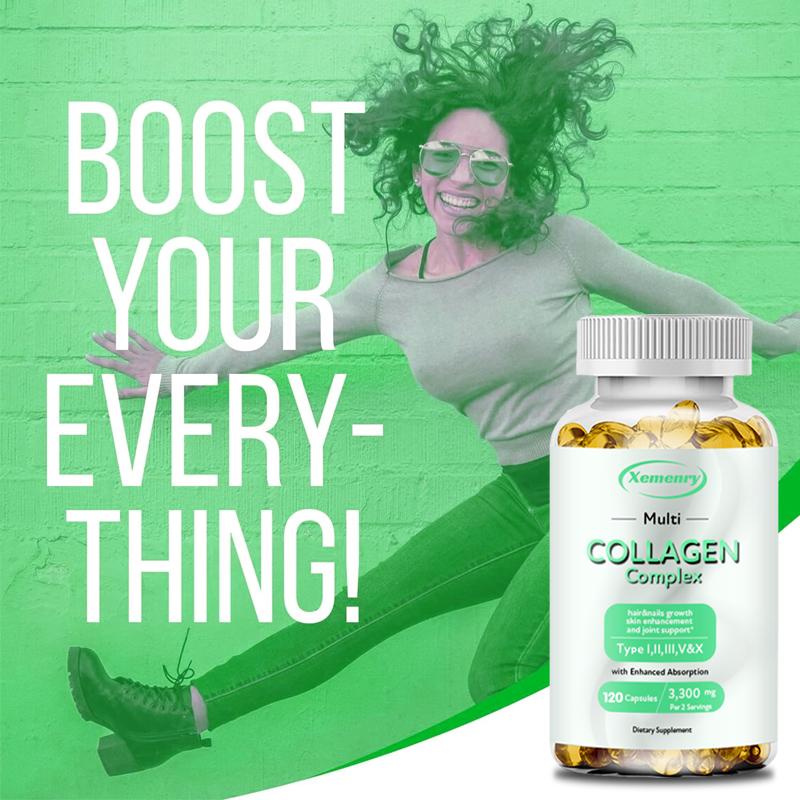 Collagen Complex 3300mg- Type I, II, III, V, X - Hydrolyzed Collagen, Anti-Aging