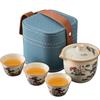 Black Pine Plum Blossom Ru Kiln Tea Set