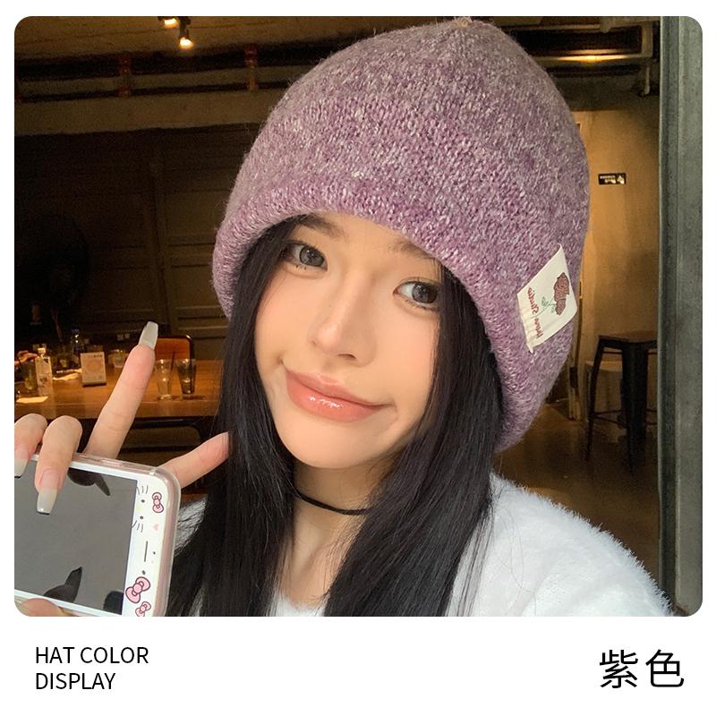 

Winter Rose~ Large version of ambience mixed color bag head hat femininity showing face small ear protection stack hat wool hat adult average size (54-60cm) фіолетовий