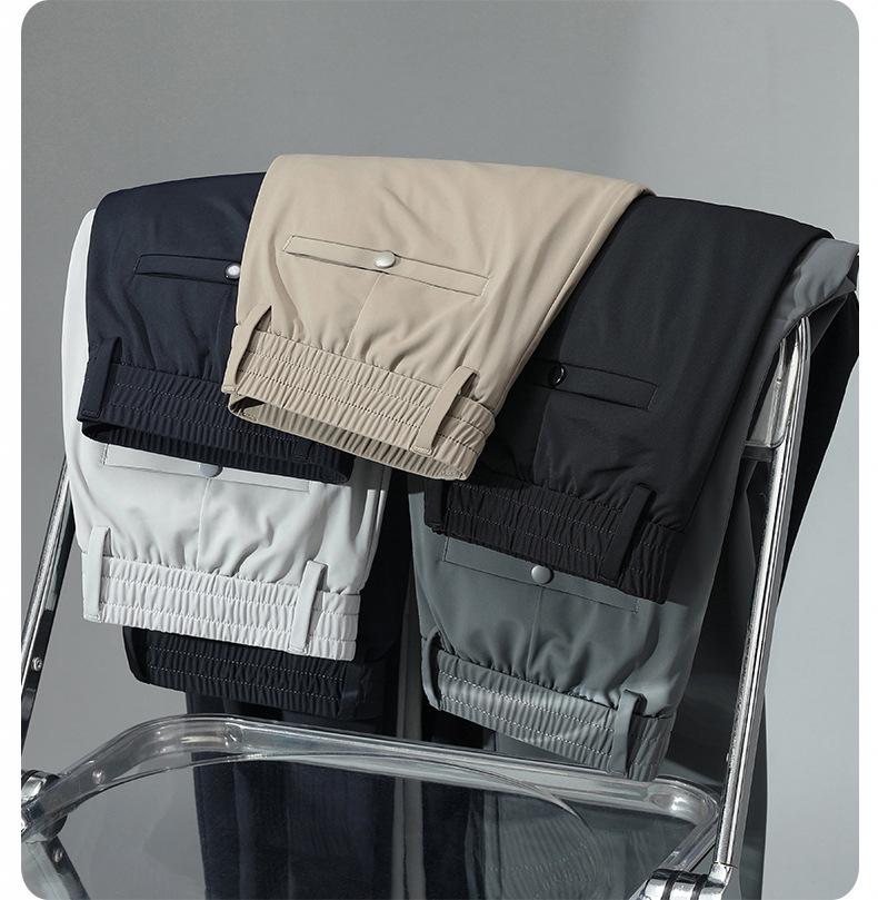Men's High-End Summer Ice Silk Elastic Quick-Dry Casual Straight-Leg Pants