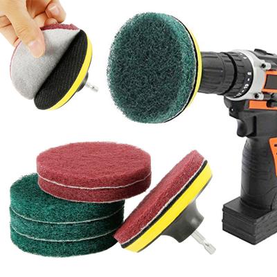 8PCS 4 Inch Drill Power Brush Tile Scrubber Scouring Pads Cleaning Kit Household Cleaning Tool for Bathroom Floor Tub Polishing Pad