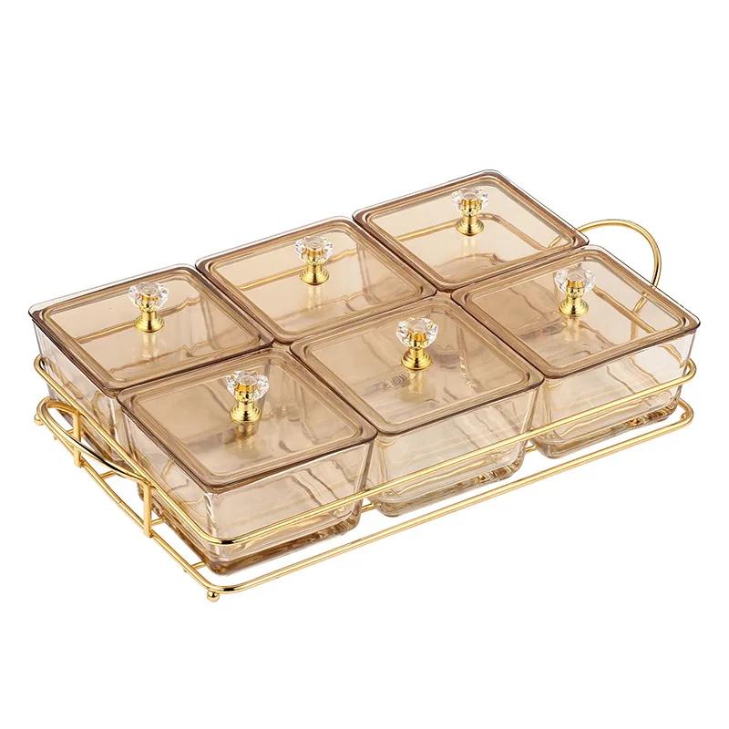 Nordic Fruit Dessert Snacks Bowl Salad Food Nuts Storage Tray With Lid Glasses Dishes Serving Bowl For Party Cake Holder Set