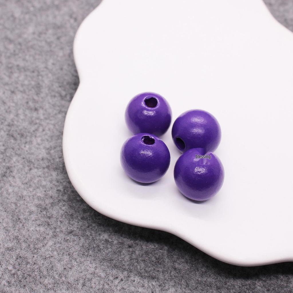 Children's Solid Color 16mm Wooden Beads - Colorful Round Beads for DIY Jewelry